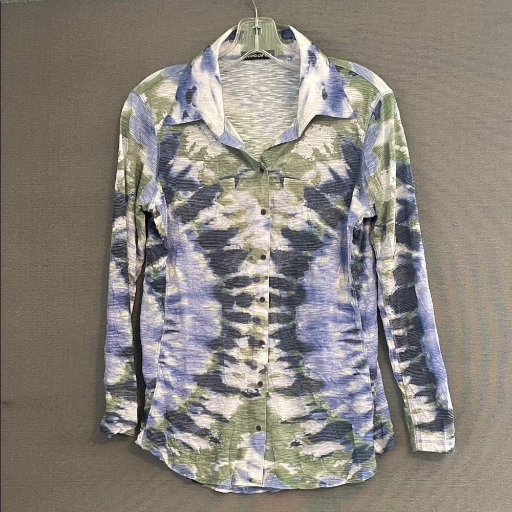 David Cline Blue Green Abstract Button-Down Shirt